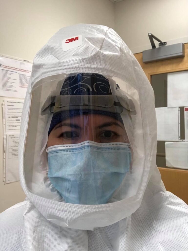 Nurse in isolation gear